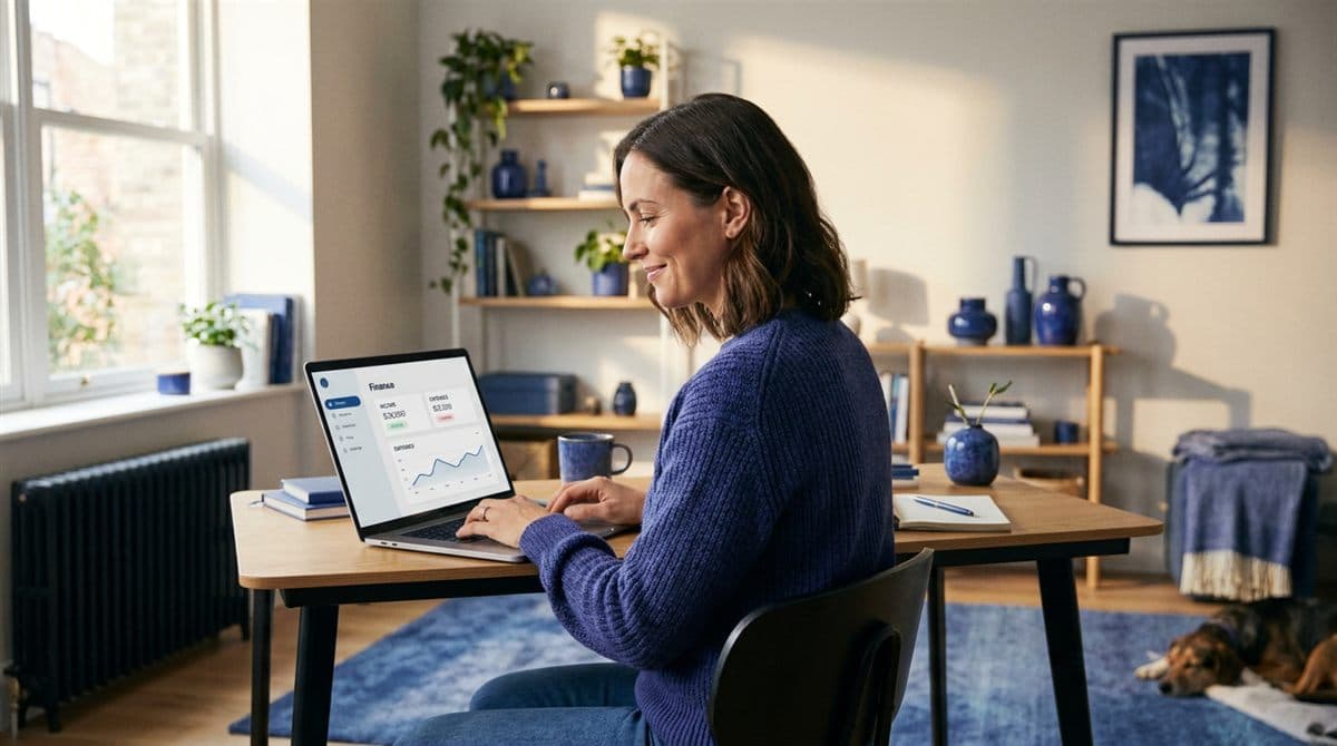 Persona che controlla le proprie finanze da laptop